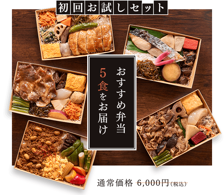  初回お試しセット おすすめ弁当5食をお届け